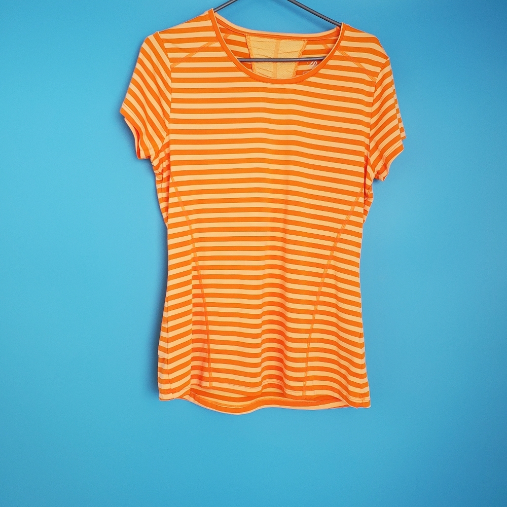 MPG Athletic Top Size Large Striped Orange Lightweight